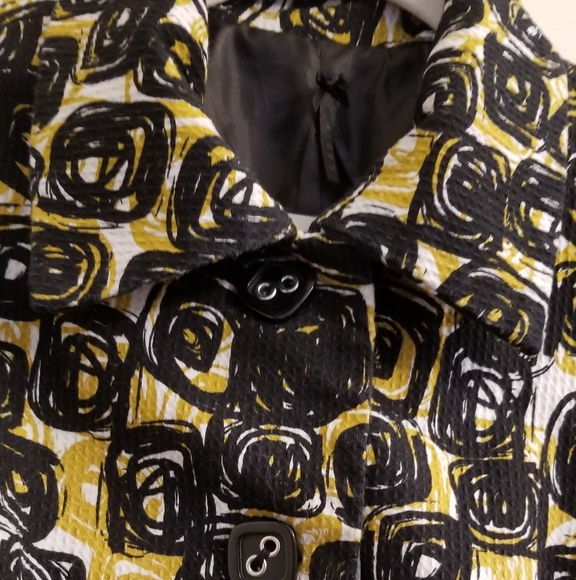 Anthropologie Lapis Geometric Print Belted Coat Black Gold - Picture 12 of 16